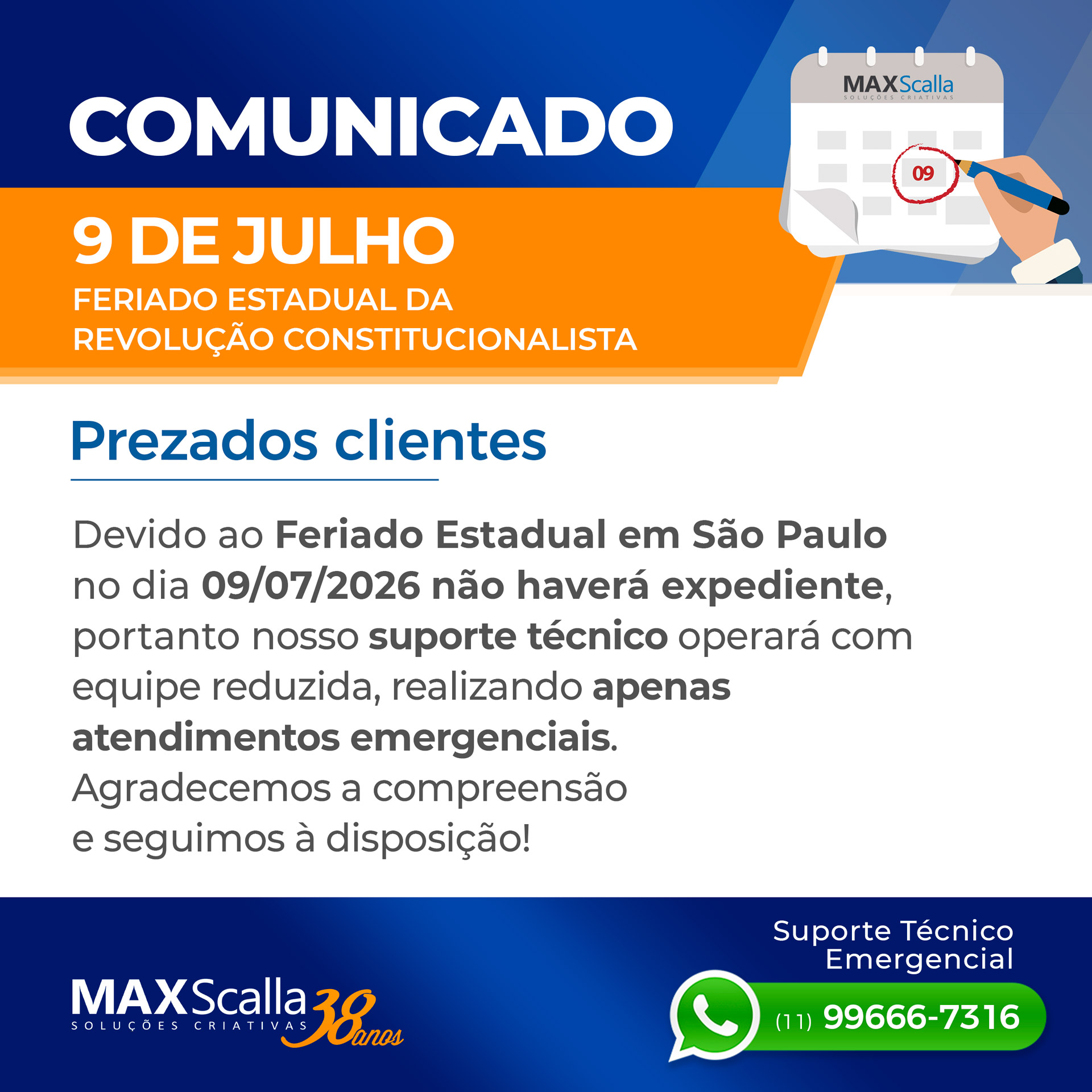 Feriado Maxscalla - Clique para falar no WhatsApp
